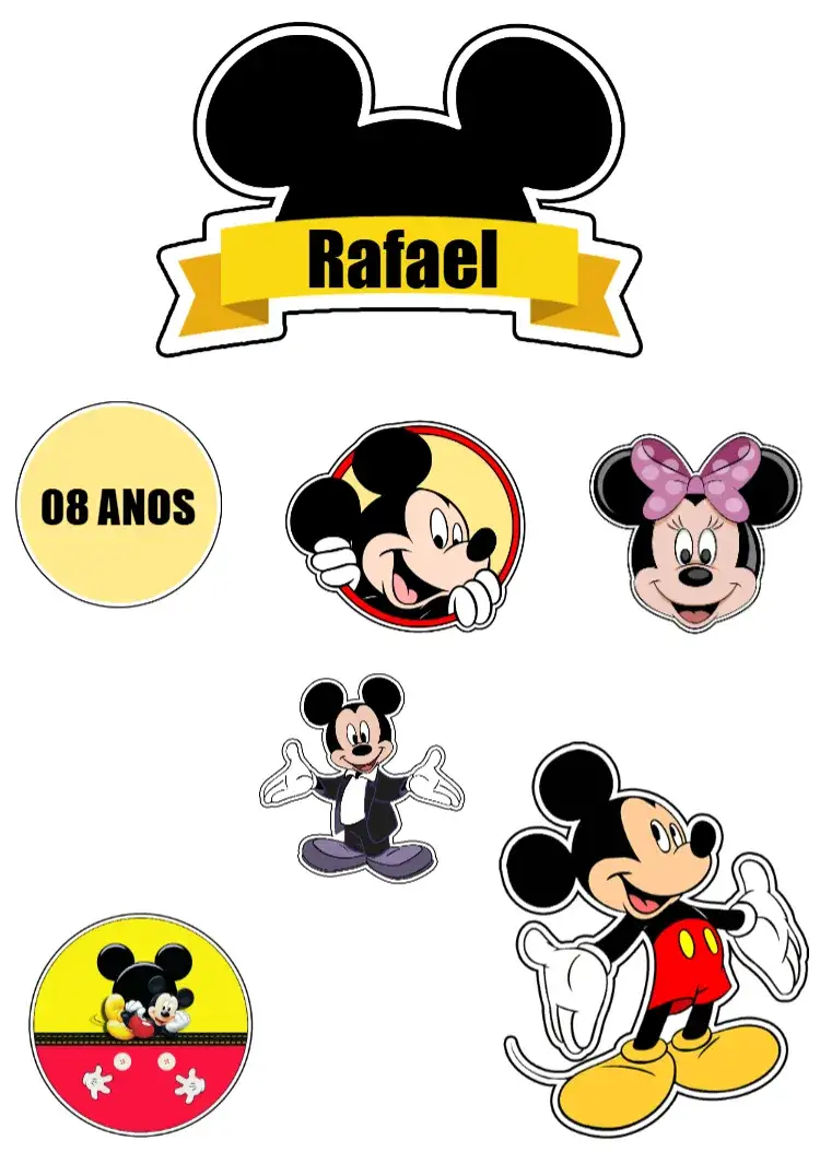 Convite Topo De Bolo Mickey Mouse Imprimir – tema Topo de bolo mickey mouse, colorido, divertido, temático, infantil, animado