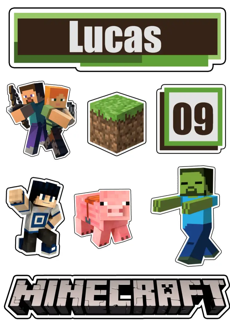 Convite Topo De Bolo Minecraft Marrom – tema Topo de bolo Minecraft, diversão, cores vibrantes, jogos, infantil, temático