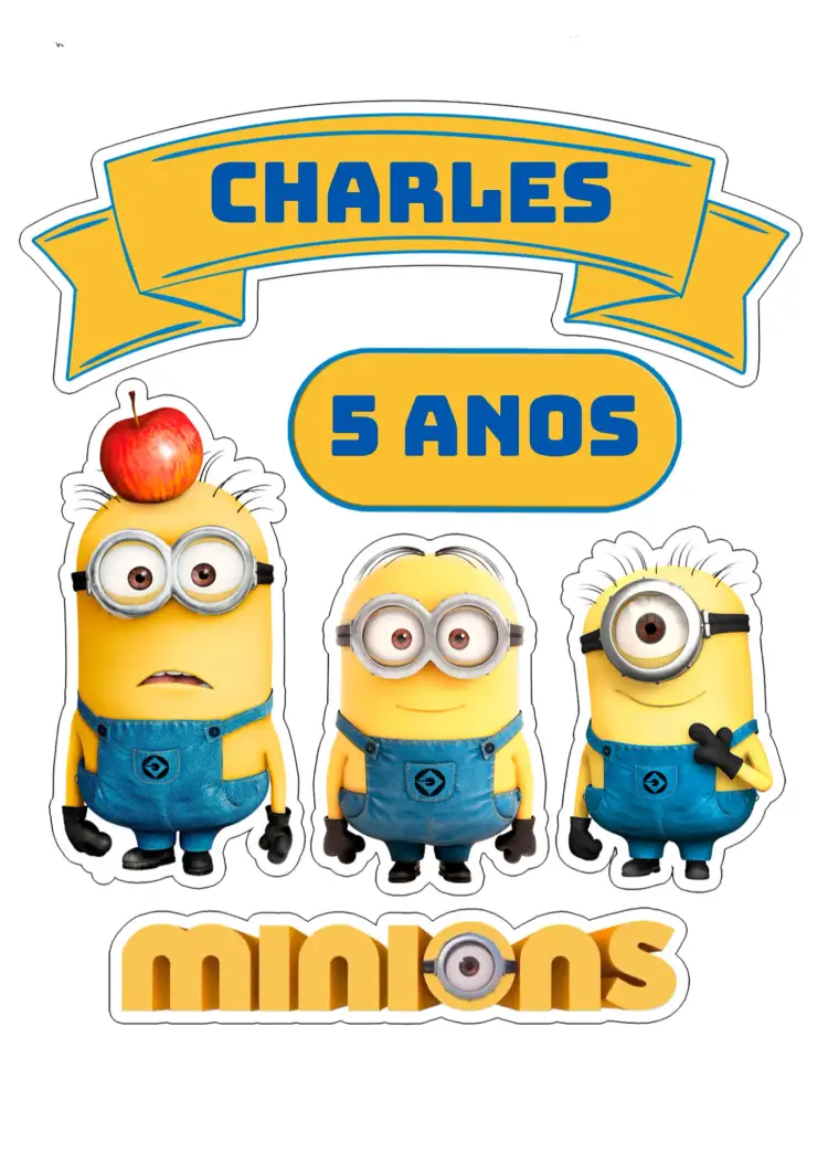 Convite Topo De Bolo Minions Imprimir – tema Topo de bolo colorido, divertido, infantil, temático, animado, brincalhão