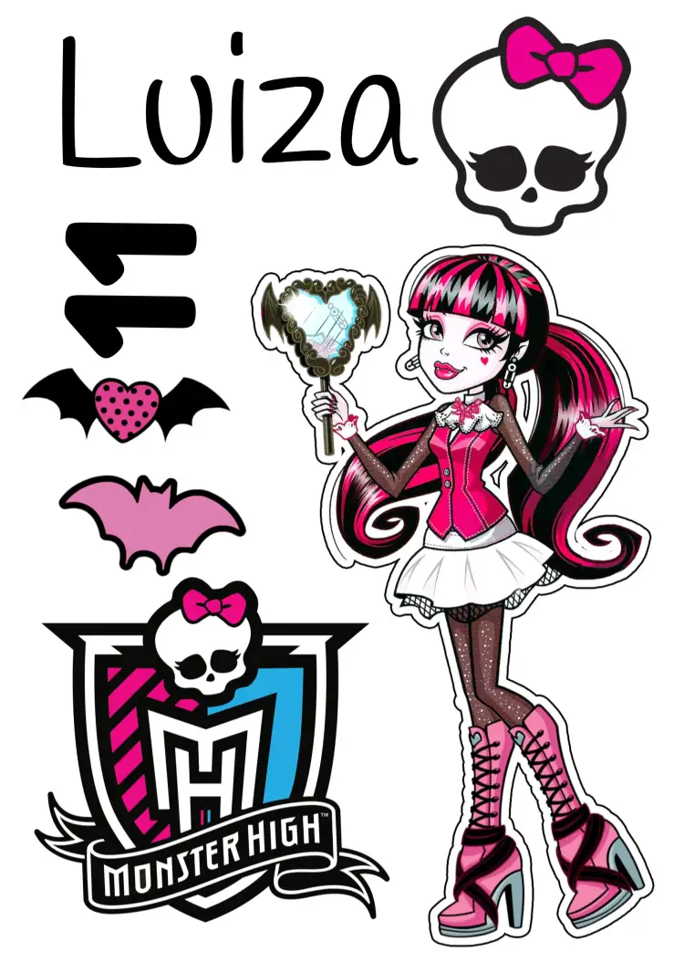 Convite Topo De Bolo Monster High Imprimir – tema Topo de bolo colorido, divertido, fantasia, temático, jovial