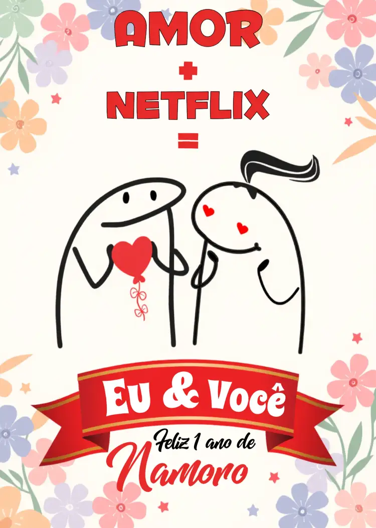 Convite Topo De Bolo Namoro Flork Namorados – tema Topo de bolo moderno, romântico, colorido, divertido, ilustrações de casal