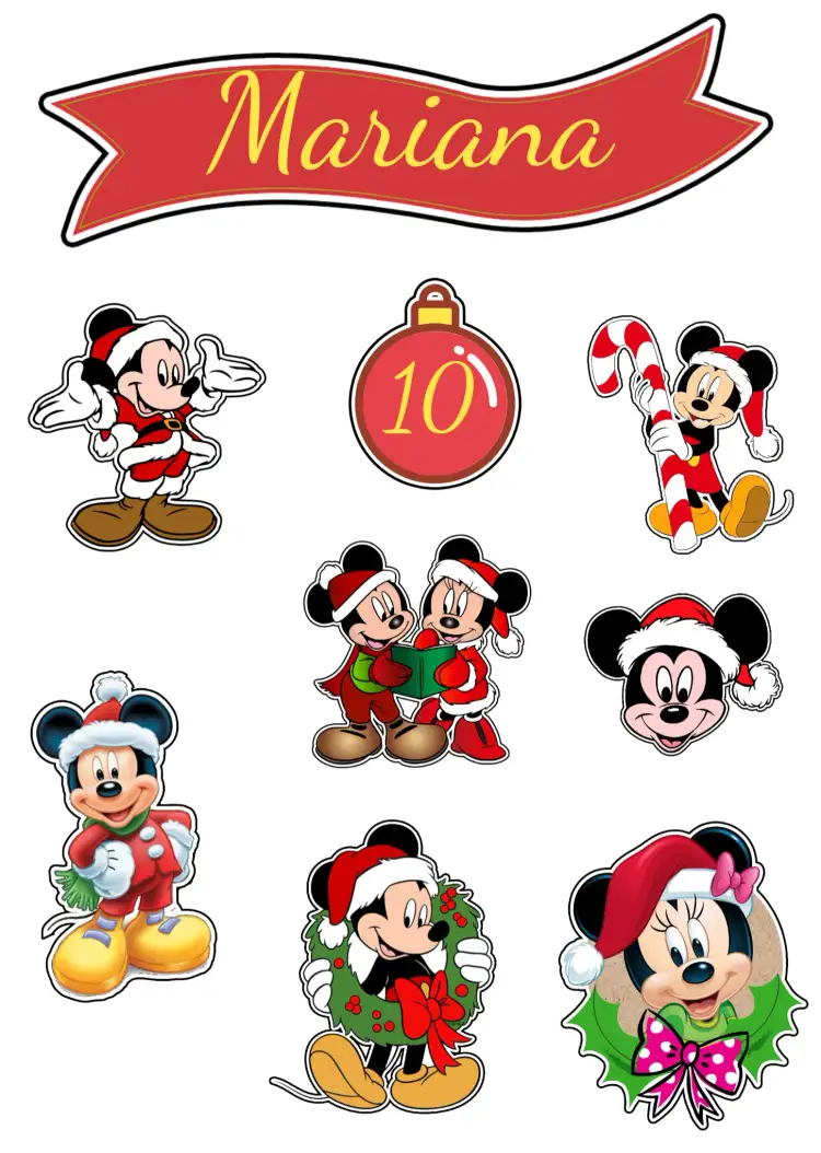 Convite Topo De Bolo Natal Do Mickey Verde – tema Datas Comemorativas Verde, Natalino, Infantil, Colorido, Divertido, Temático