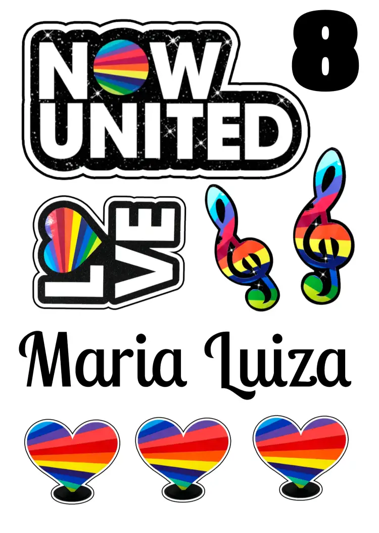 Convite Topo De Bolo Now United Colorido – tema Topo de bolo colorido, moderno, divertido, jovial, temático