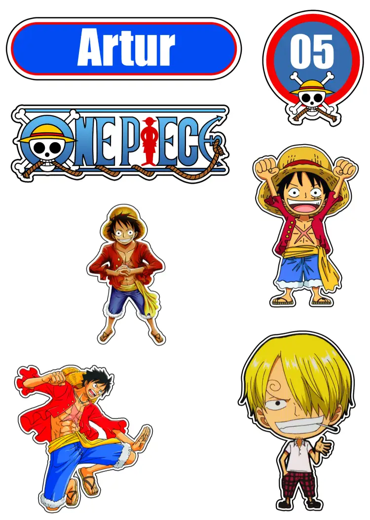 Convite Topo De Bolo One Piece Topper – tema Topo de bolo anime, colorido, divertido, moderno, jovem