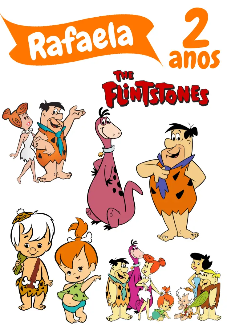 Convite Topo De Bolo Os Flintstones Desenho – tema Topo de bolo colorido, divertido, vintage, temático, animado
