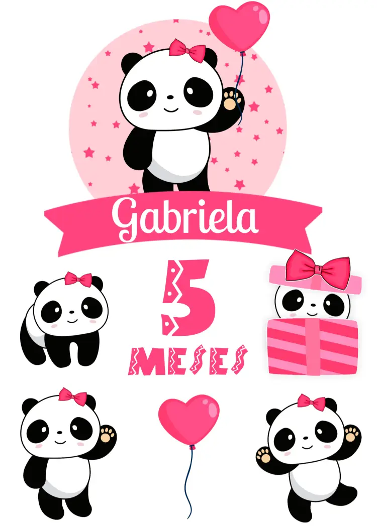 Convite Topo De Bolo Pandinha Rosa Pink