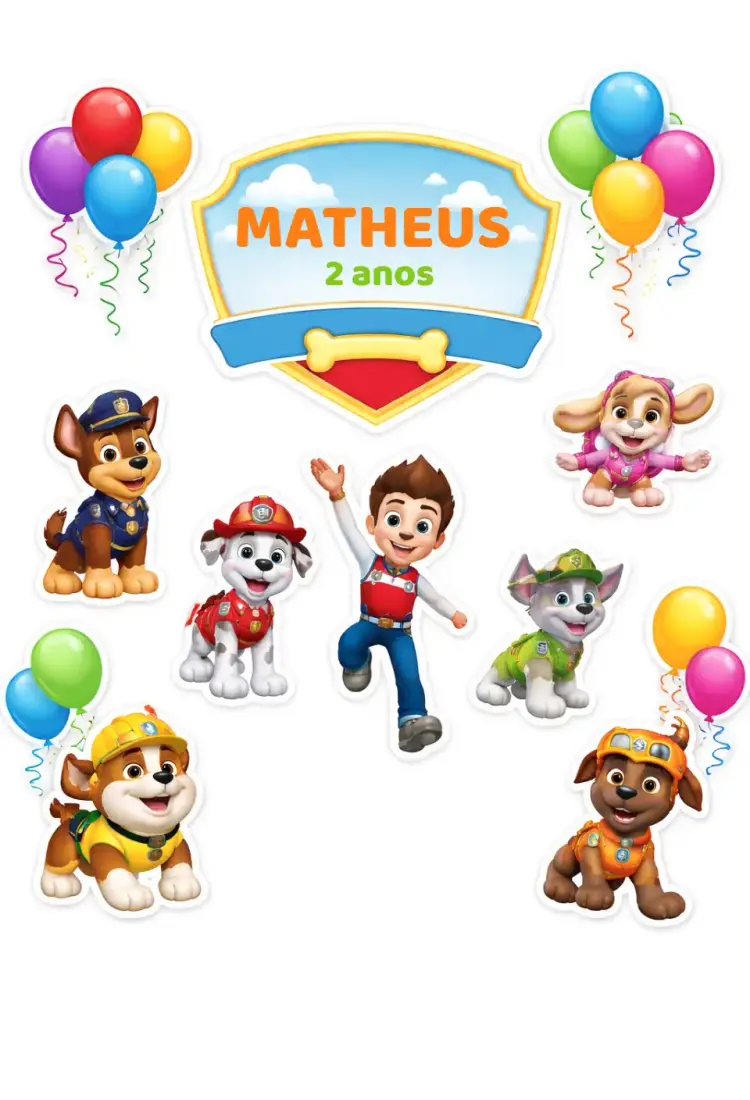 Paw Patrol Cake Topper invitation