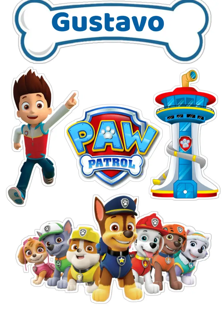 Convite Topo De Bolo Patrulha Canina Colorido – tema Topo de bolo colorido, temático, divertido, infantil, brincalhão