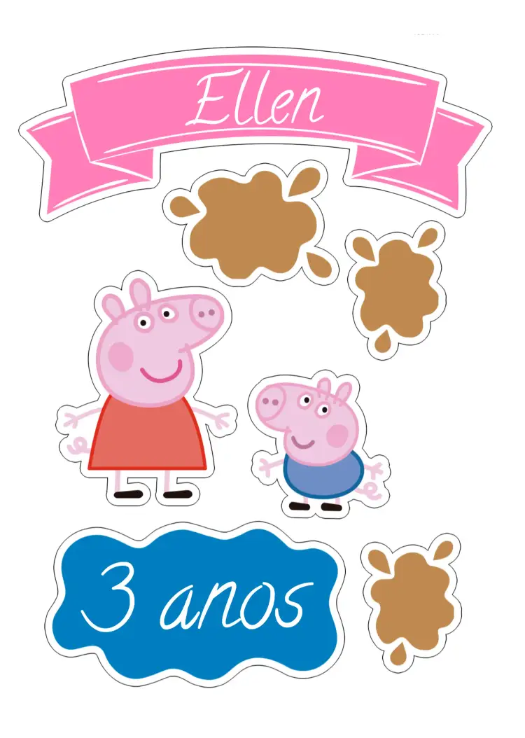 Convite Topo De Bolo Peppa Pig Imprimir – tema Topo de bolo colorido, infantil, divertido, temático, lúdico