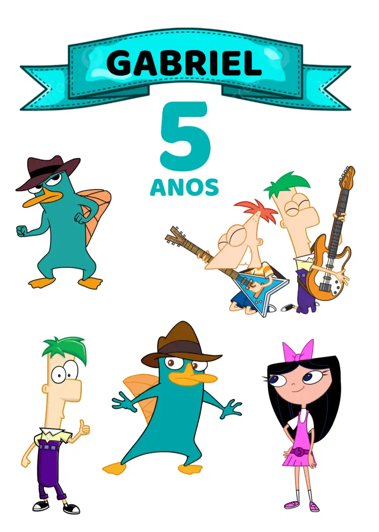 Convite Topo De Bolo Phineas E Ferb Topper – tema Topo de bolo desenho animado, infantil