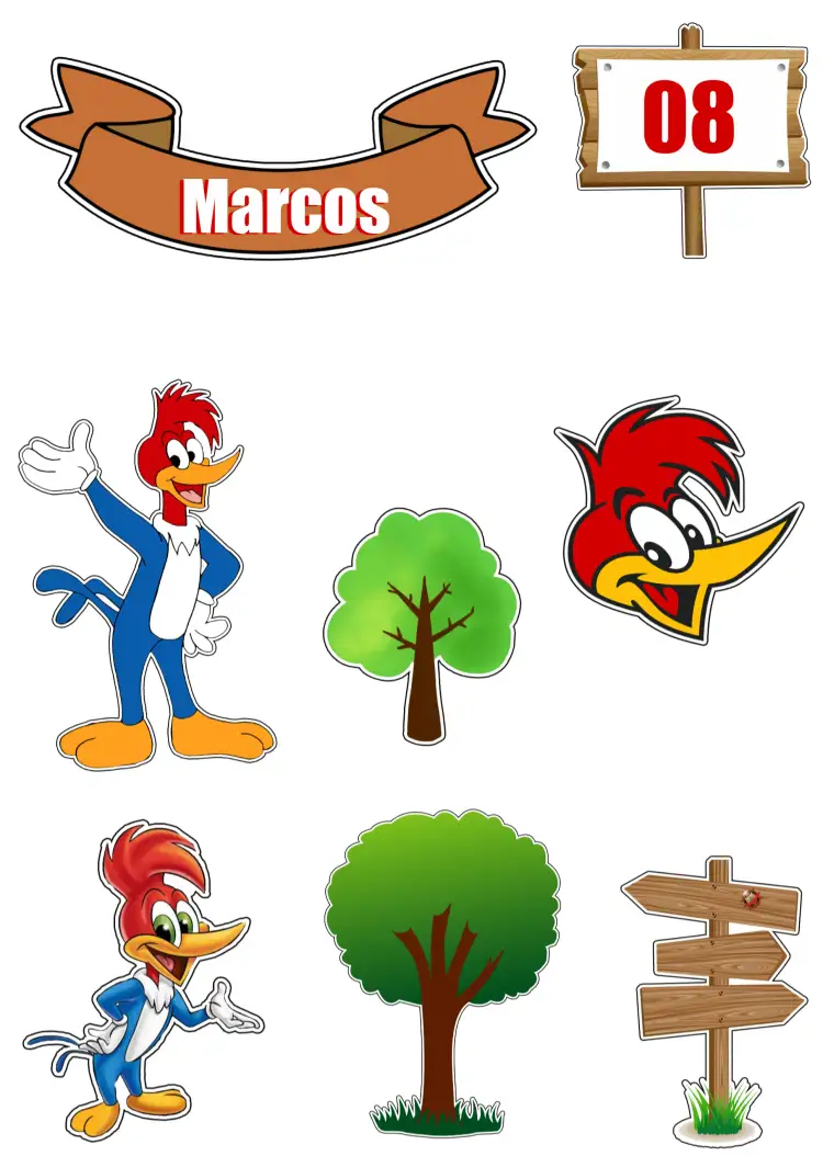 Convite Topo De Bolo Pica Pau Marrom – tema Topo de bolo carnaval, divertido, colorido, natureza, infantil, lúdico