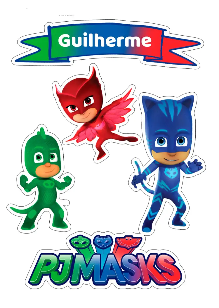 Convite Topo De Bolo Pj Masks Colorido – tema Topo de bolo PJ Masks, Infantil