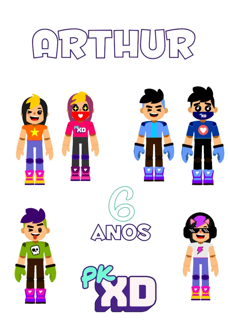 Convite Topo De Bolo Pk Xd Topper – tema Topo de bolo colorido, divertido, jogos, animado, infantil