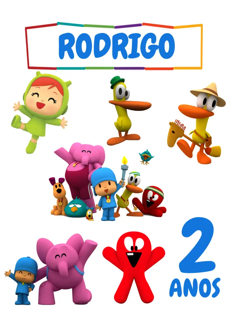 Convite Topo De Bolo Pocoyo Topper