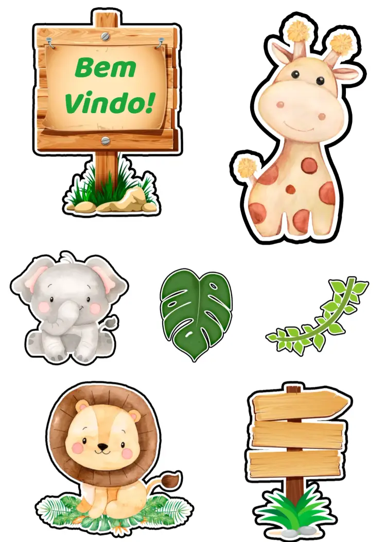 Convite Topo De Bolo Safari Elefante