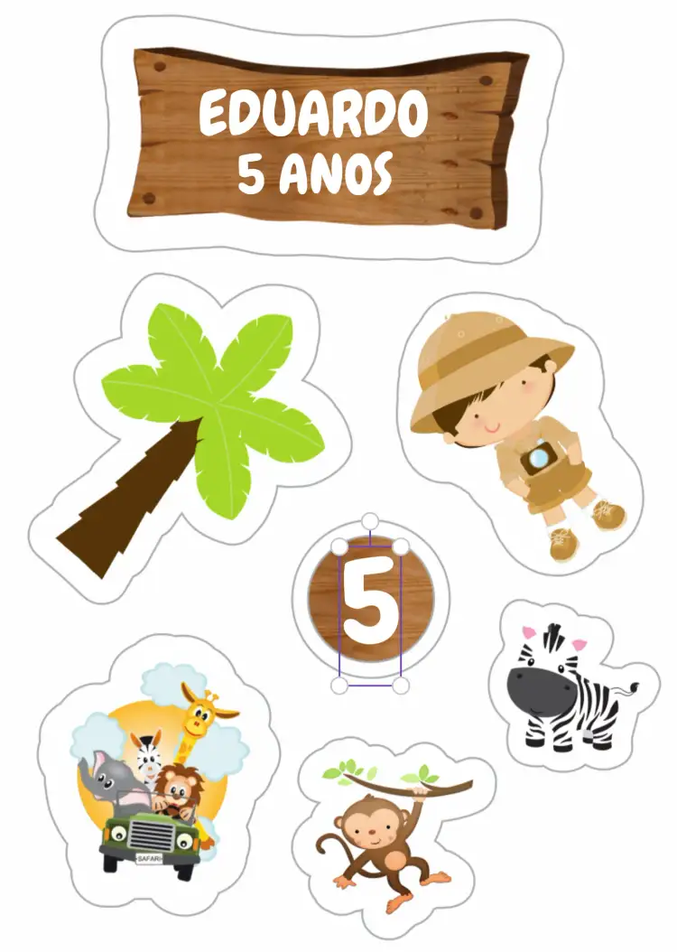 Convite Topo De Bolo Safari Imprimir – tema Topo de bolo safari, selvagem, vibrante, colorido, divertido, infantil