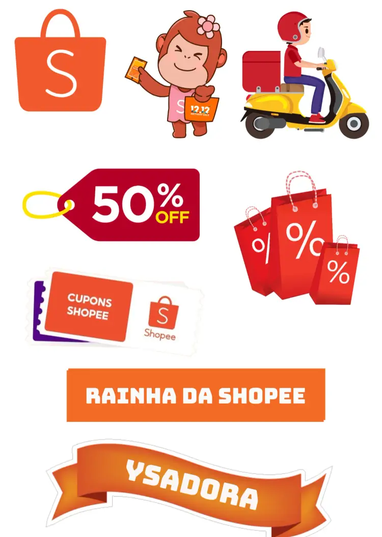 Convite Topo De Bolo Shopee Colorido editável e personalizável