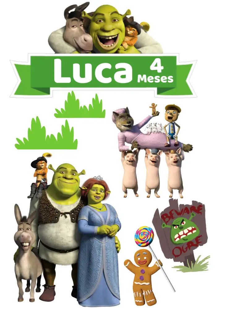 Convite Topo De Bolo Shrek – tema Topo de bolo verde, divertido, infantil, temático, animado