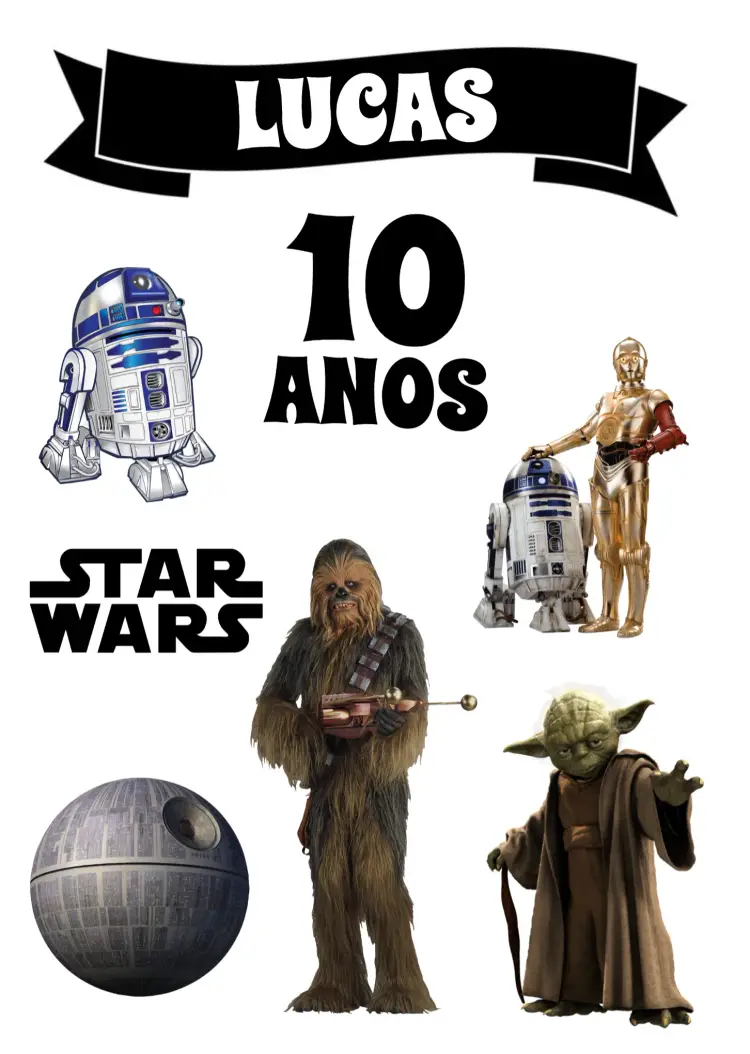 Convite Topo De Bolo Star Wars Filme