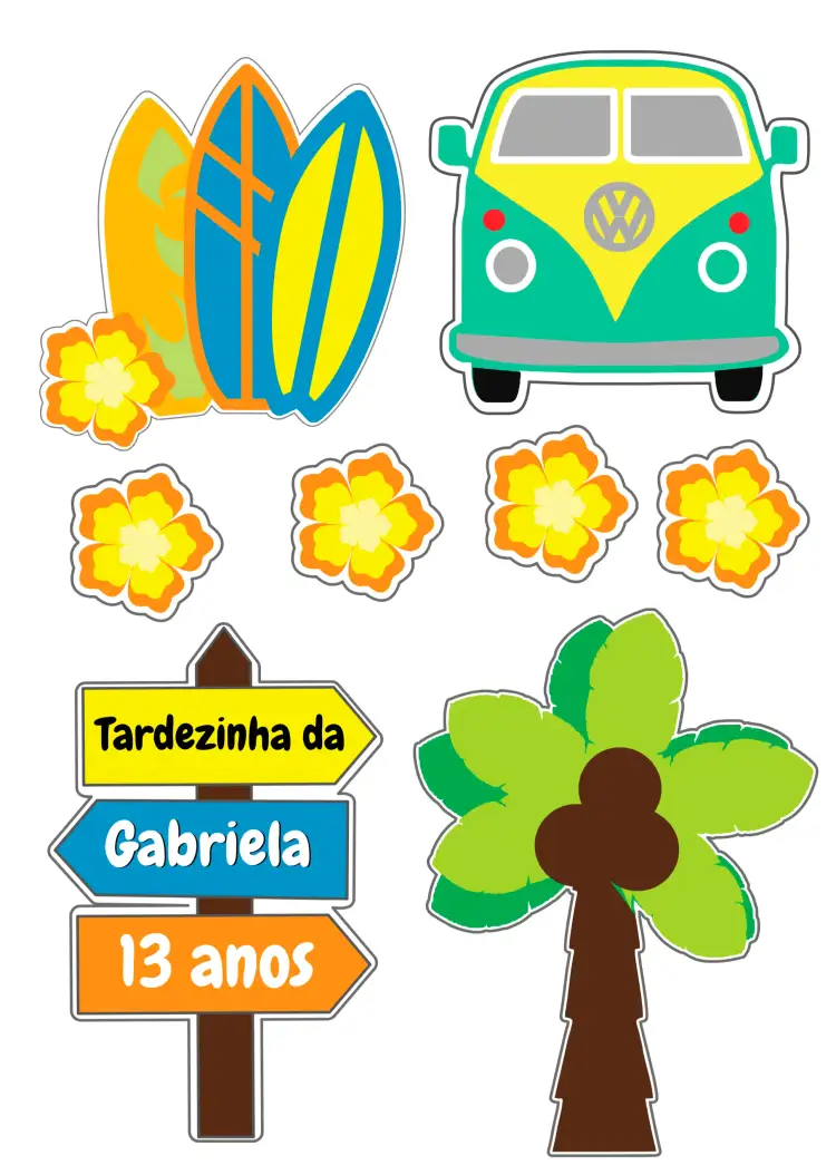Convite Topo De Bolo Tardezinha Havaí – tema Topo de bolo tropical, colorido, divertido, praiano, verão