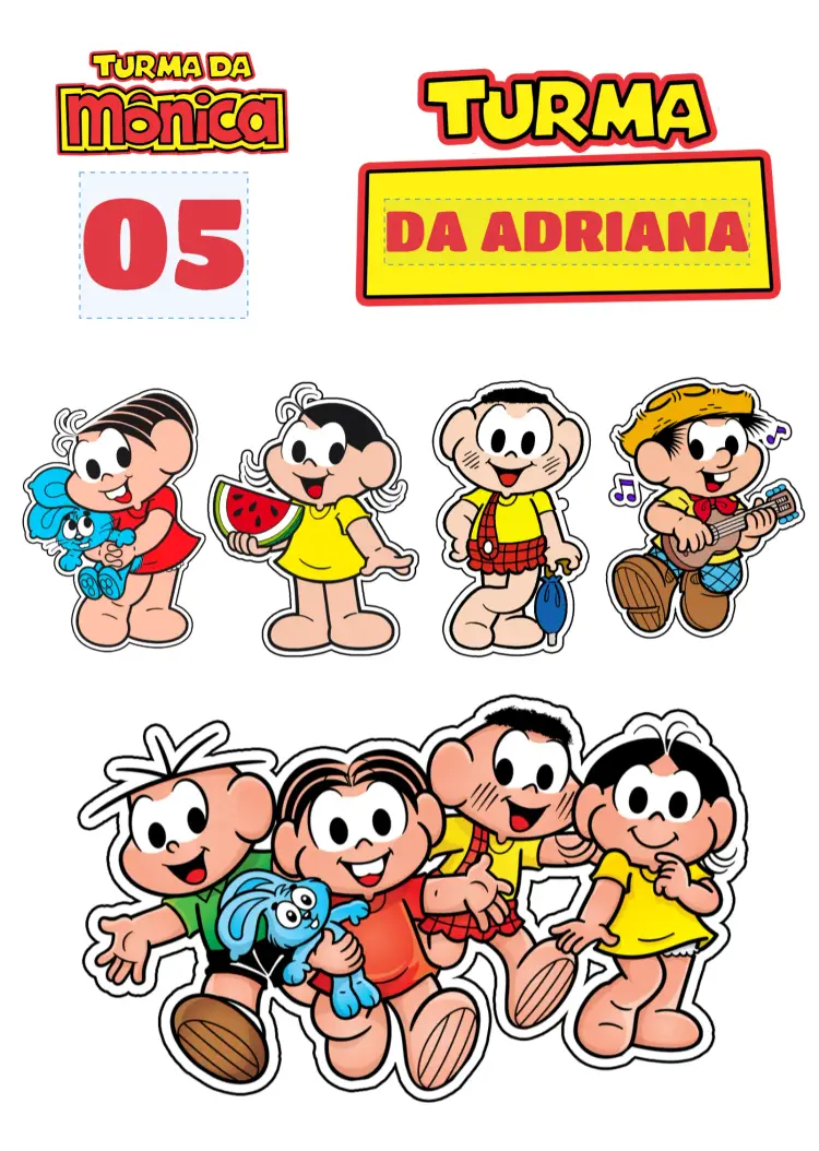Convite Topo De Bolo Turma Da Mônica Preto editável e personalizável