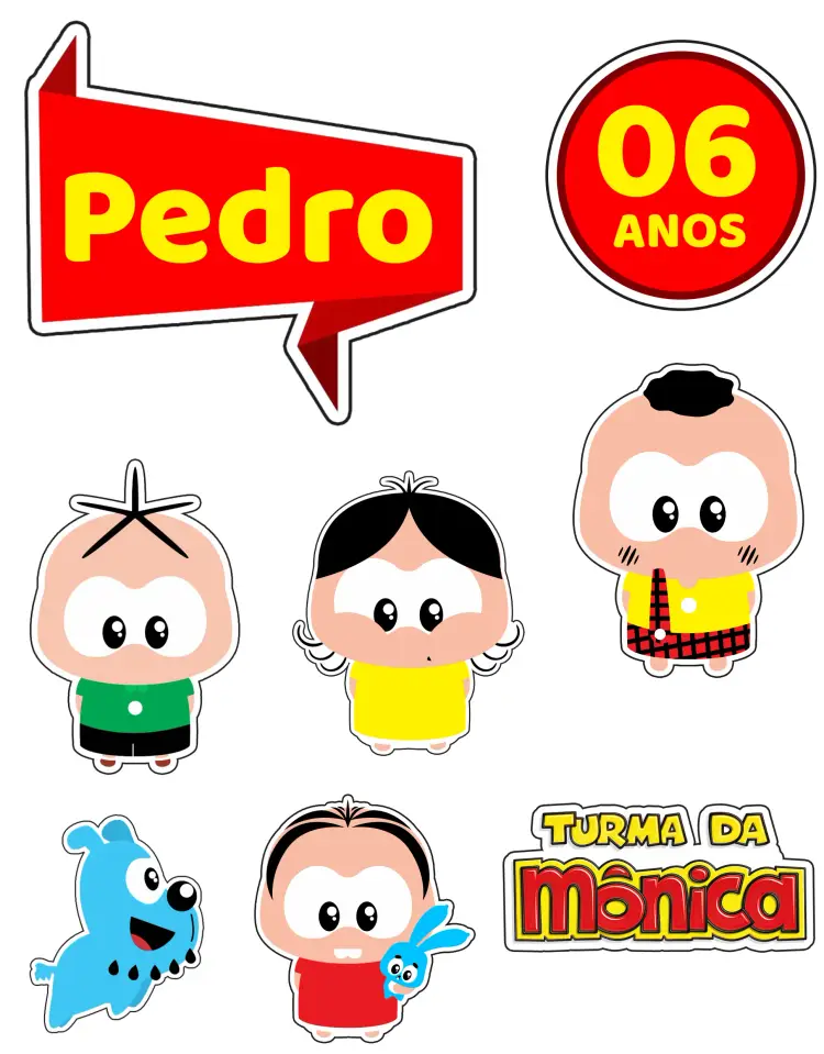 Convite Topo De Bolo Turma Da Mônica Topper editável e personalizável