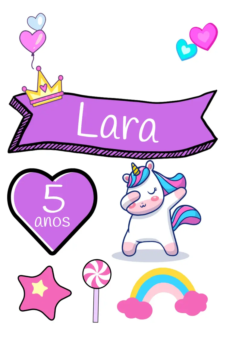 Convite Topo De Bolo Unicornio Lilás Imprimir