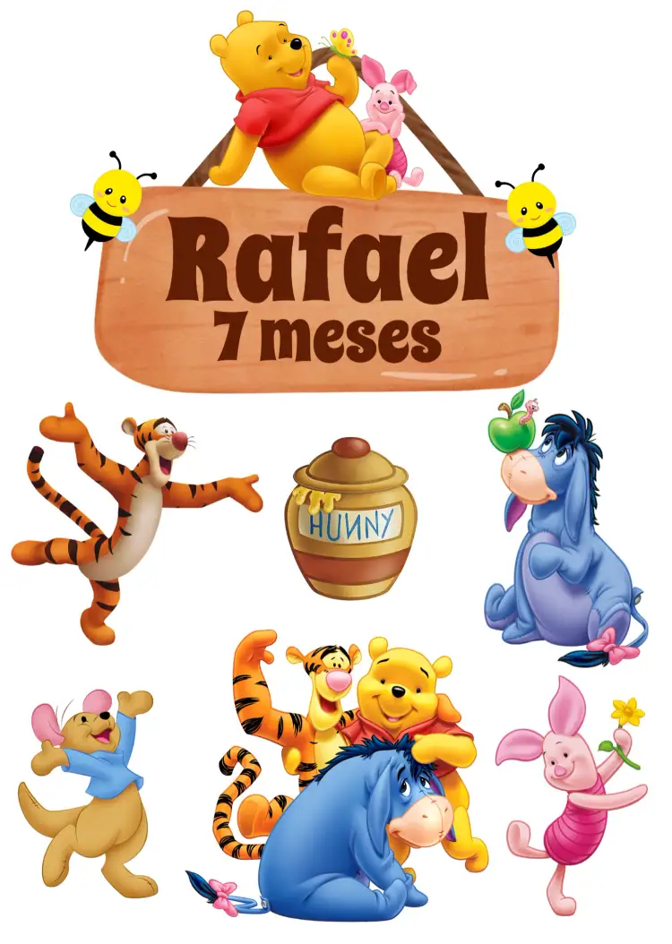 Convite Topo De Bolo Ursinho Pooh Colorido – tema Topo de bolo colorido, infantil, lúdico, divertido, temático