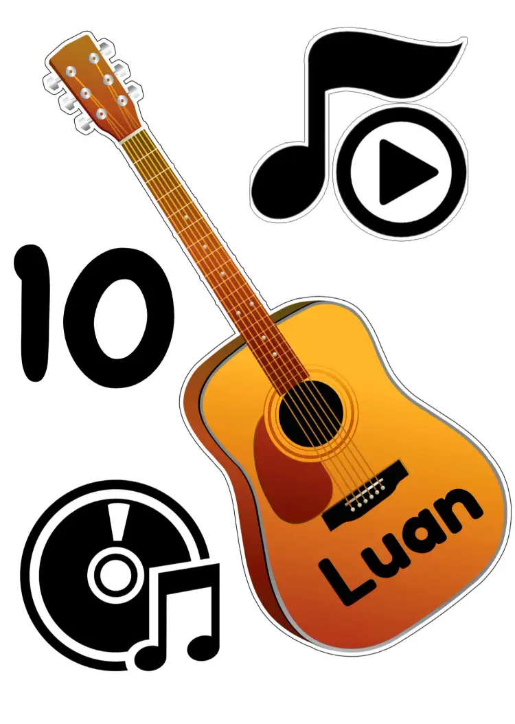 Convite Topo De Bolo Violão Musica – tema Topo de bolo musical, elegante, moderno, sophisticated, boho