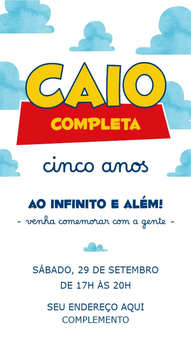 Convite Toy Story – tema Aniversário Infantil aquarela, colorido, divertido, temática de brinquedos, ilustrações infantis, cenas de aventura