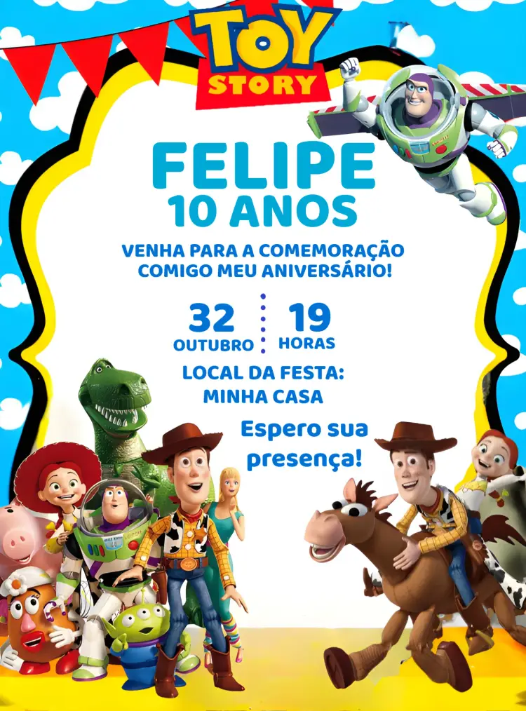 Convite Toy Story Amarelo