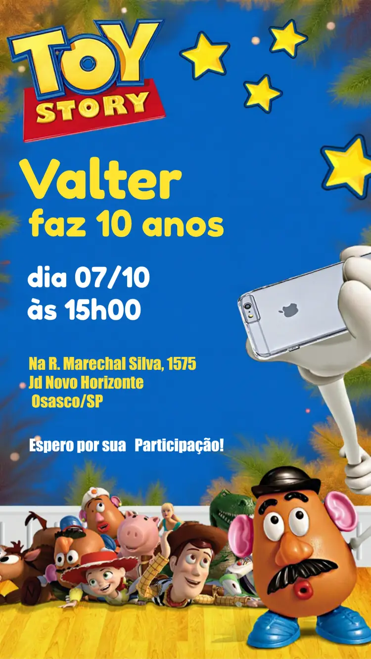 Convite Toy Story Preto