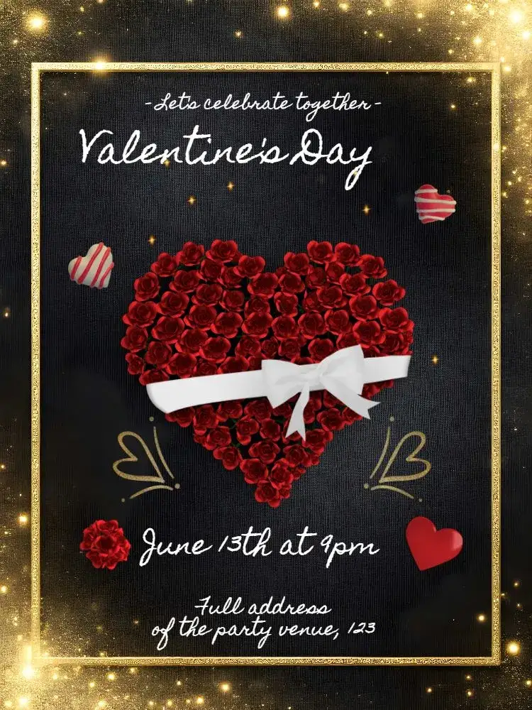 Invitation Valentine's Day Party – Commemorative Dates theme romantic, elegant, modern, classic, minimalist