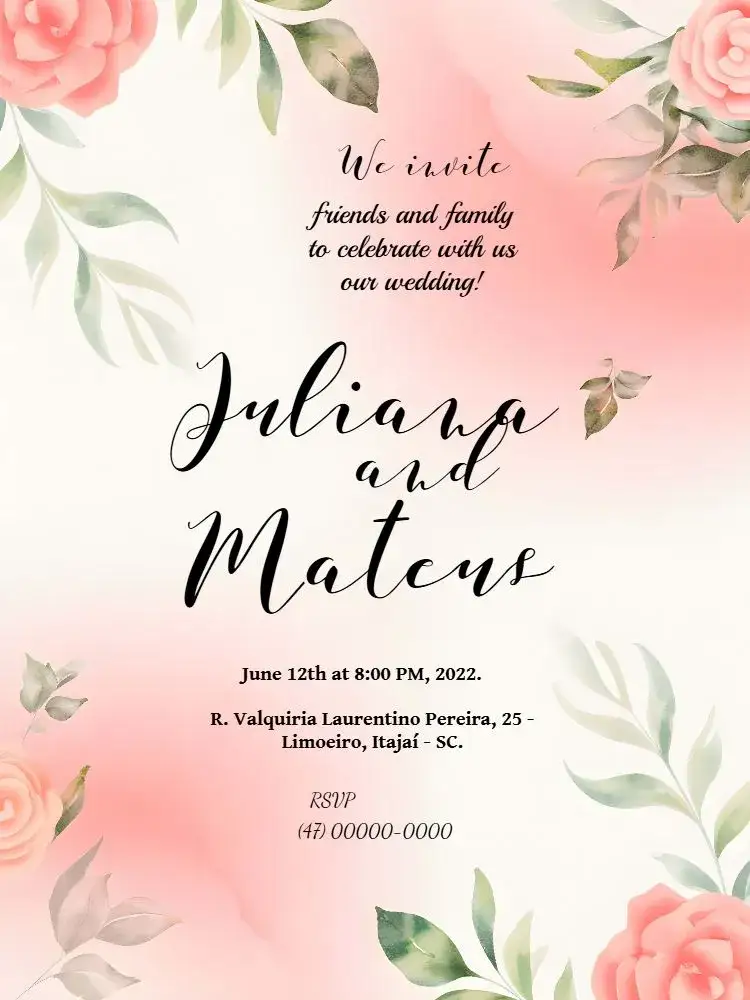 Invitation Floral Flowers Wedding – Wedding theme floral, romantic, natural, elegant, soft, modern