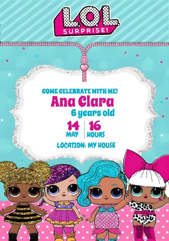 Invitation Pink Lol Surprise Doll – Most searched for theme pink, glittery, fun-filled, themed, colorful
