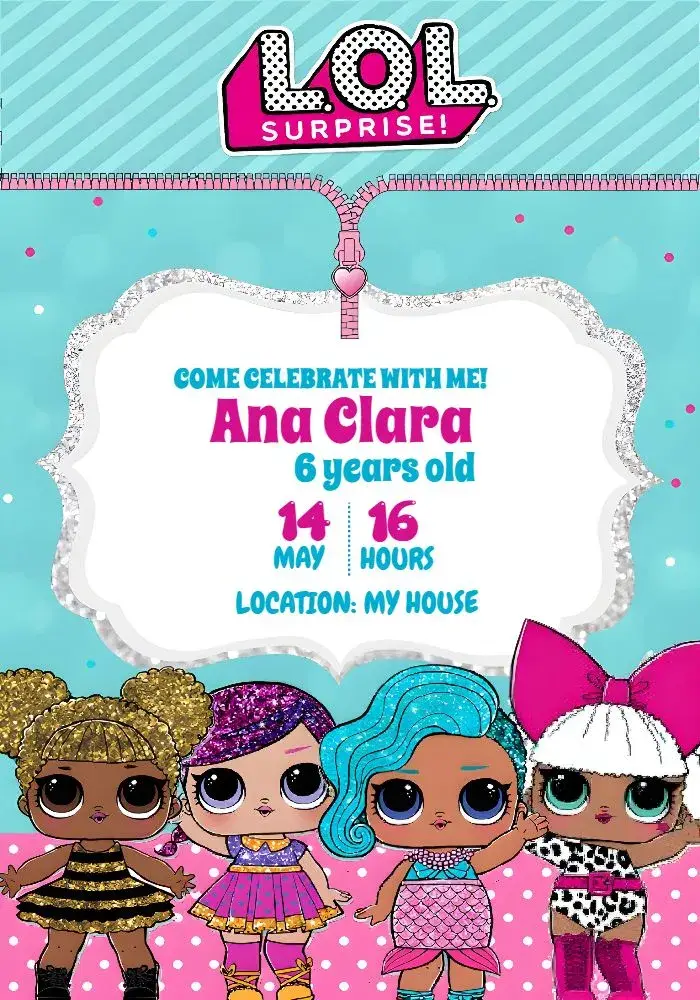 Pink Lol Surprise Doll invitation