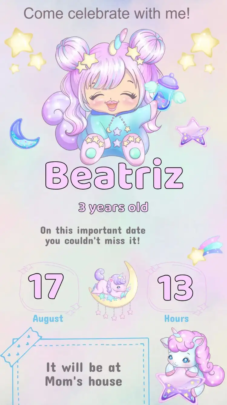 Unicorn Birthday Invitation