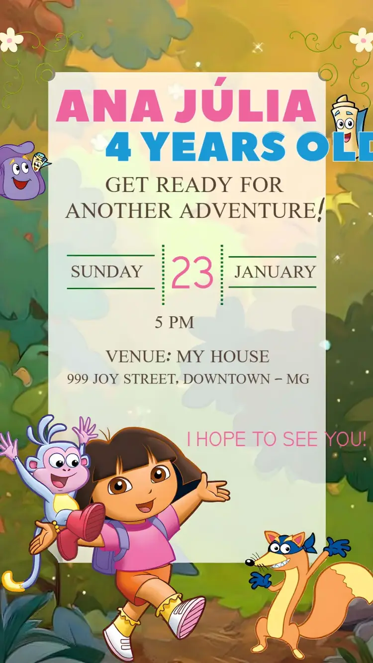 Dora the Explorer Adventure invitation