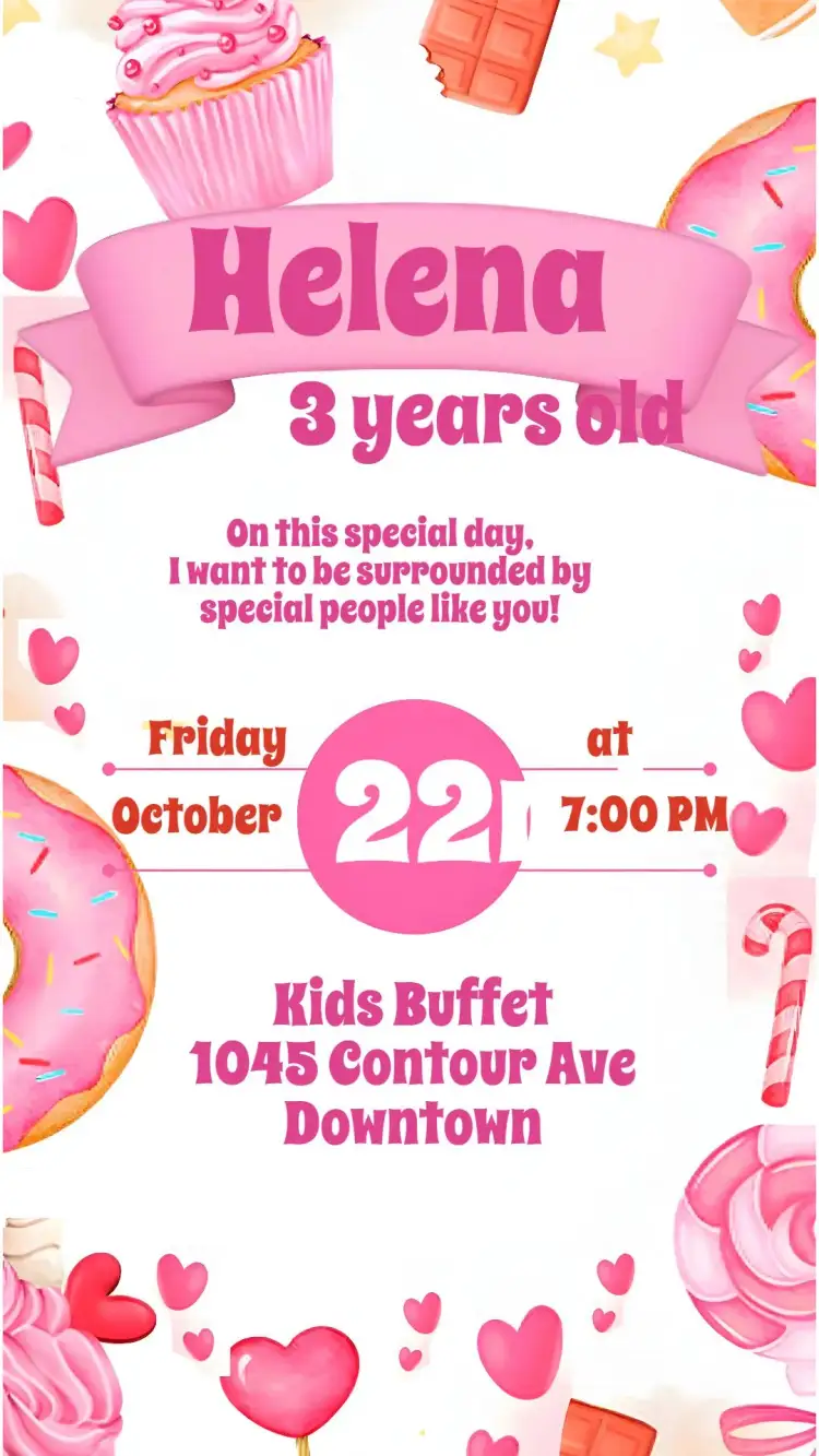 Invitation Sweet Candy – Kids' Birthday Party theme colorful, fun, playful, sweet, cheerful