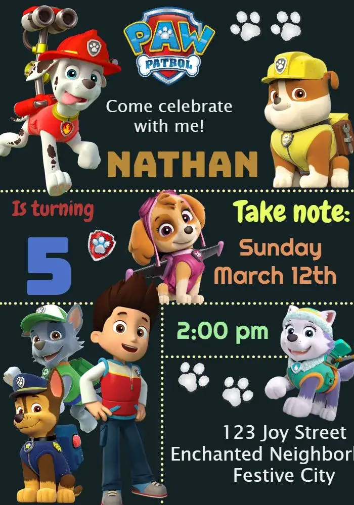 Paw Patrol invitation