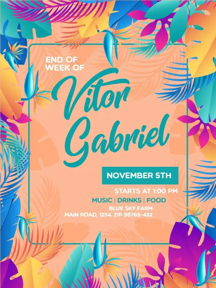 Invitation Colorful Tropical Male – Kids' Birthday Party theme tropical, colorful, foliage, vibrant, cheerful, modern