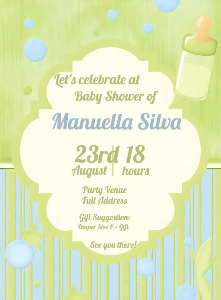 Invitation Green Baby Shower – Diaper Shower theme green, minimalist, modern, natural, soft, elegant