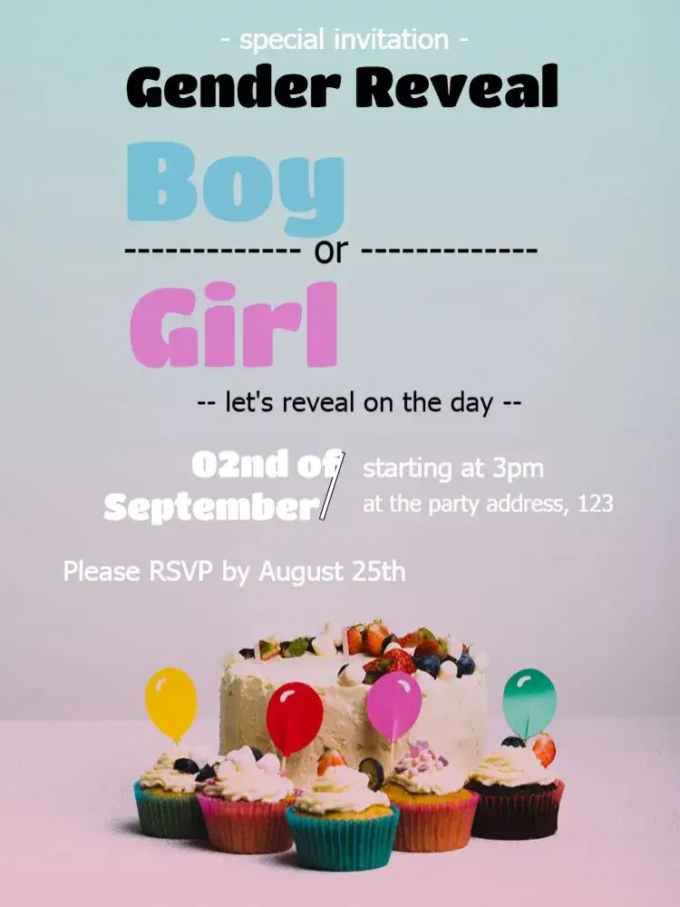 Blue Baby Shower Gender Reveal invitation