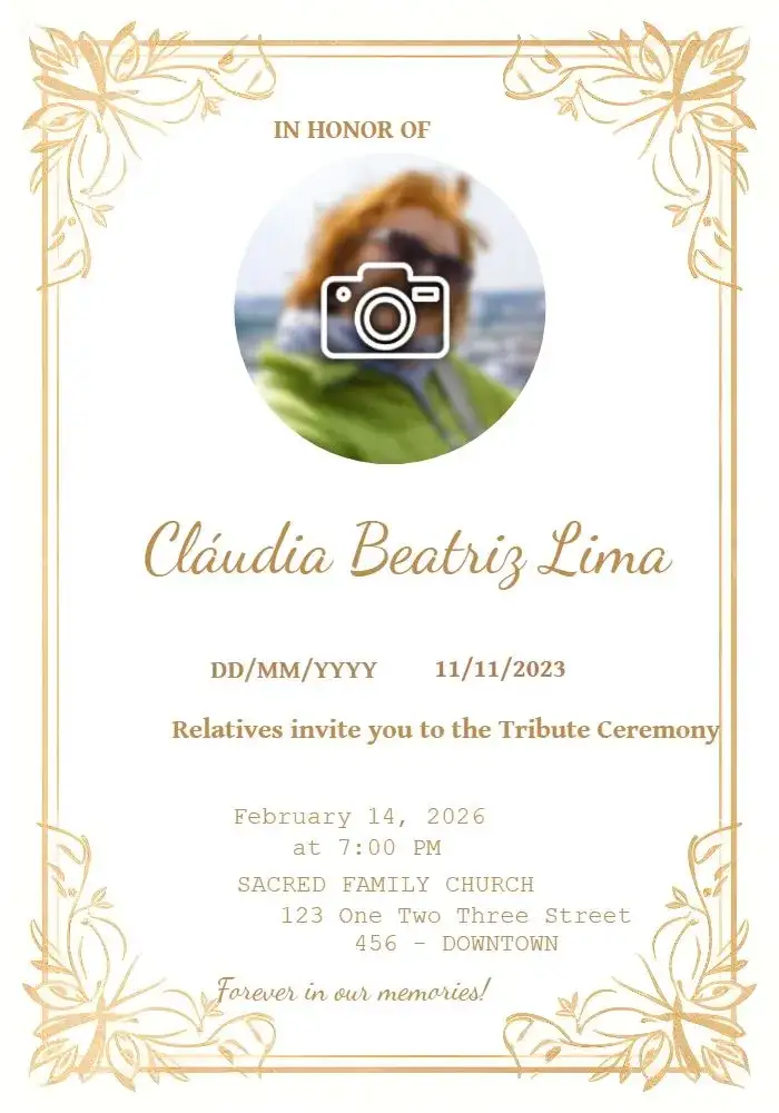 Invitation Funeral Mass With Picture 1 – Commemorative Dates theme minimalist, subtle, elegant, respectful, classic, floral