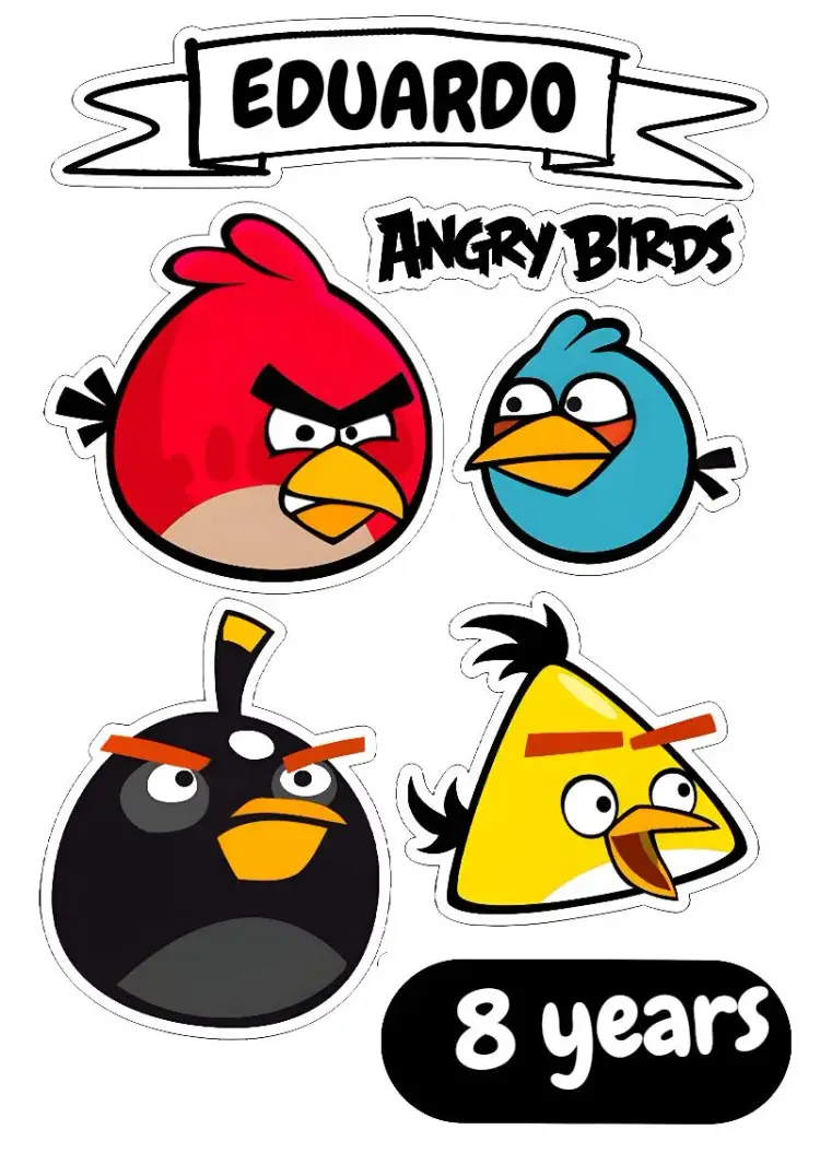 Colorful Angry Birds Cake Topper invitation