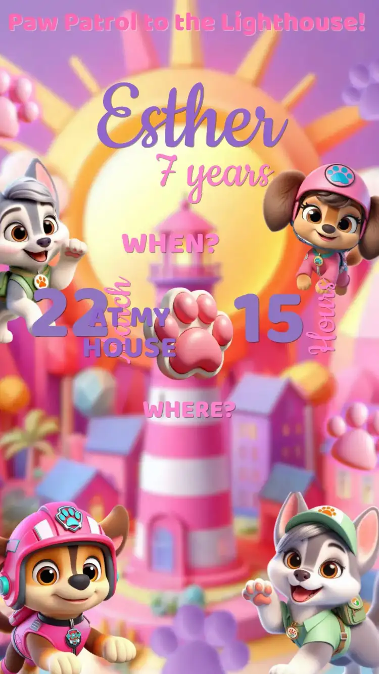 Paw Patrol Girl Birthday Invitation