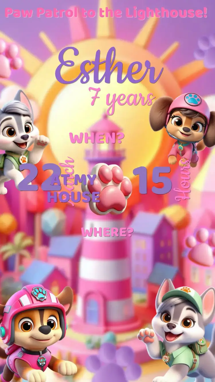 Paw Patrol Girl Birthday Invitation