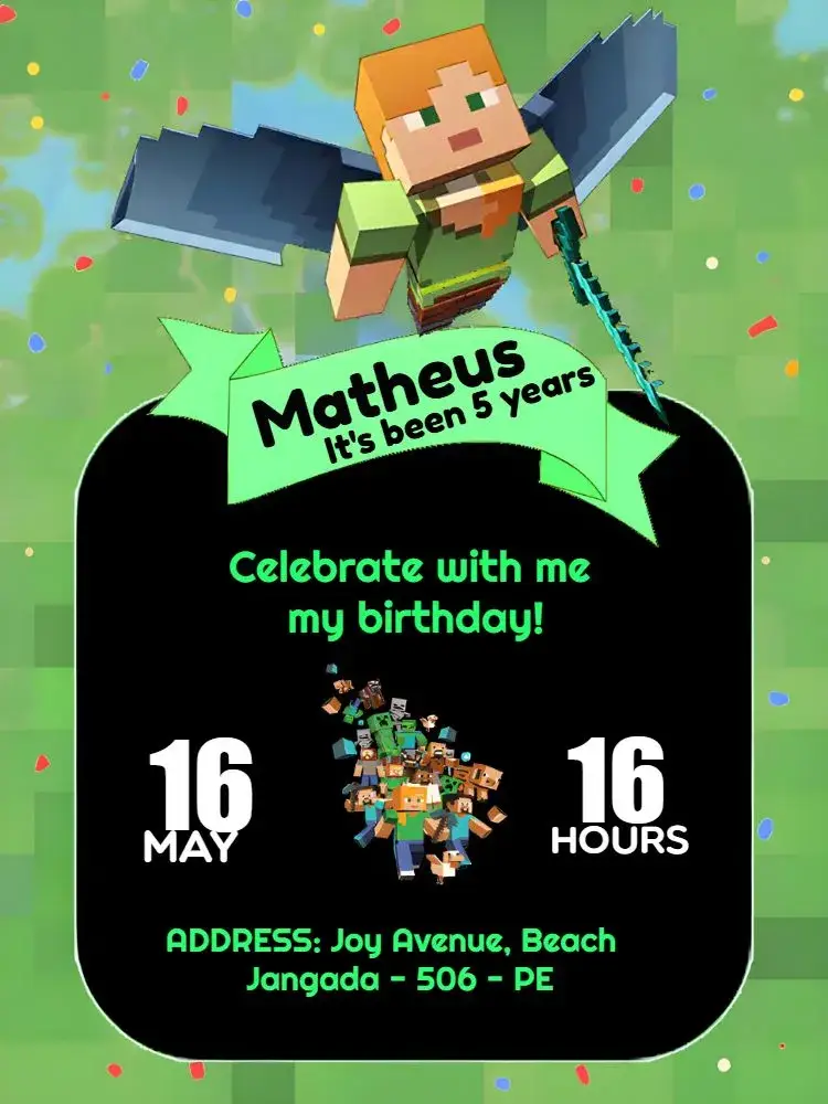 Colorful Minecraft invitation