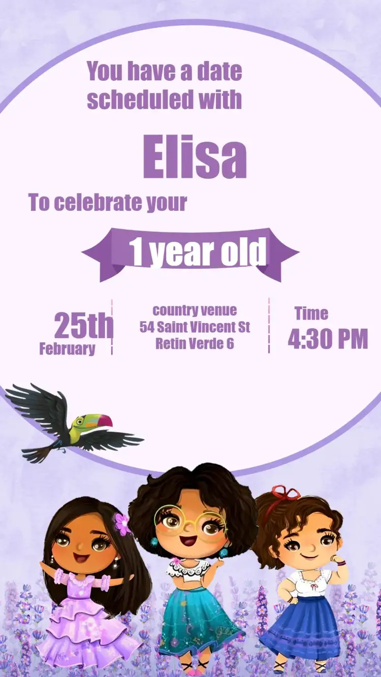 Invitation Purple Charm – Kids' Birthday Party theme magical, lilac, purple, Disney, themed, children's
