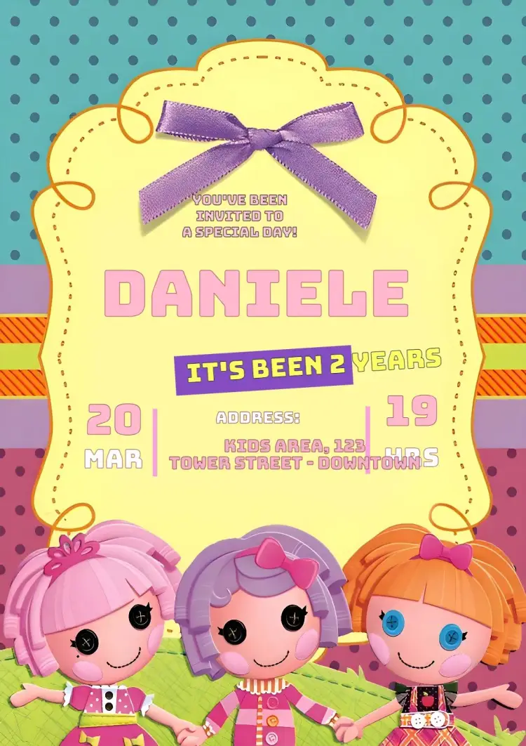 Lalaloopsy Colorful Dolls invitation